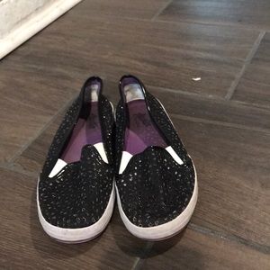 Girls sparkle black slip on shoes